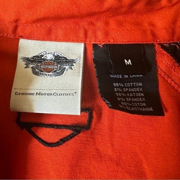 HARLEY DAVIDSON ZIP  FRONT ORANGE BLOUSE - M - Picture 7 of 13